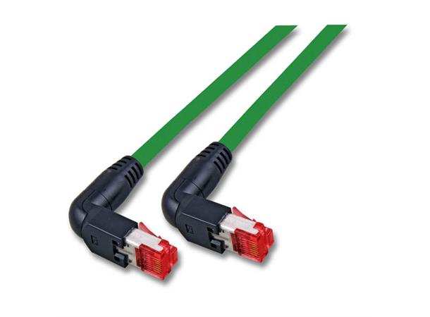 SFTP Patch Cat.6A -  1,0 m Grønn LSZH 1000MHz 27AWG Halogenfri 90° vinklet 